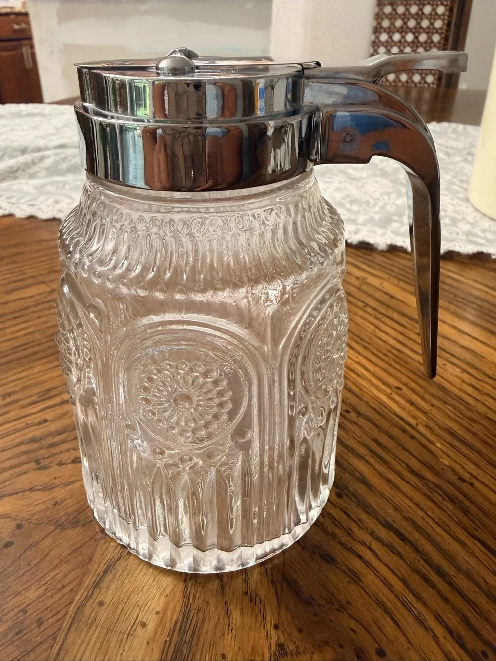 The Pioneer Woman Adeline Clear Cut Glass Syrup Dispenser RARE Collectible Syrup